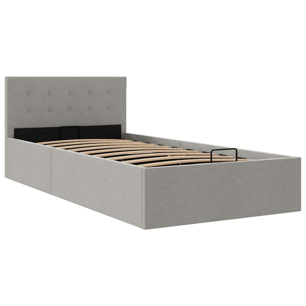 vidaXL Hydraulic Storage Bed Light Grey Fabric 90x200 cm