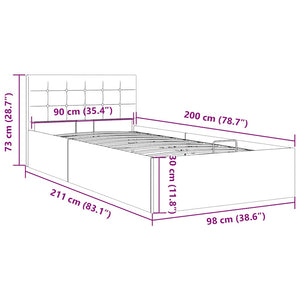 Stauraumbett Hydraulisch Hellgrau Stoff 90×200 cm
