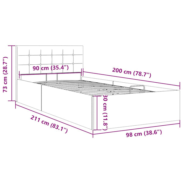 vidaXL Hydraulic Storage Bed Light Grey Fabric 90x200 cm