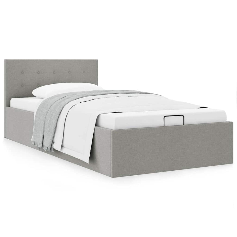 vidaXL Lit coffre hydraulique gris clair tissu 90x200 cm