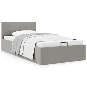 vidaXL Hydraulic Storage Bed Light Grey Fabric 90x200 cm