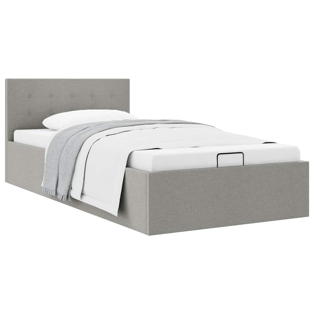 vidaXL Lit coffre hydraulique Gris clair Tissu 100x200 cm