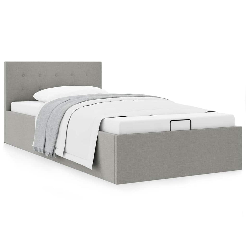 vidaXL Lit coffre hydraulique Gris clair Tissu 100x200 cm