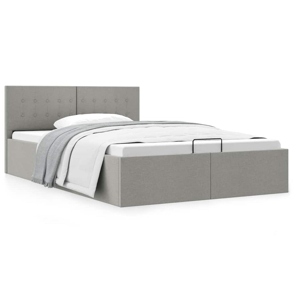 vidaXL Lit coffre hydraulique gris clair tissu 120 x 200 cm