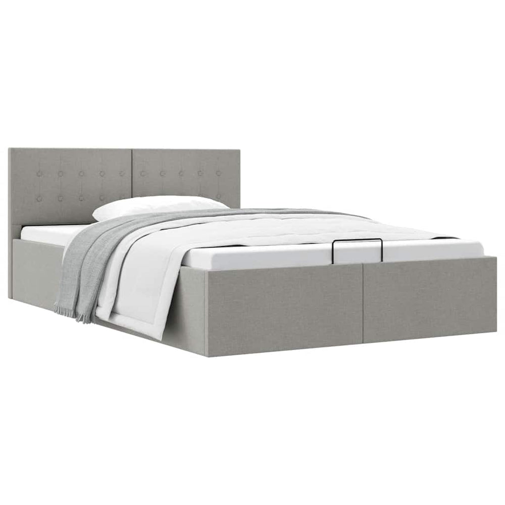 vidaXL Lit de rangement hydraulique gris clair tissu 140x200 cm