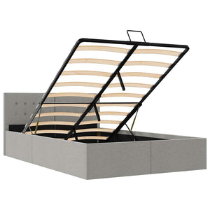 vidaXL Hydraulic Storage Bed Light Grey Fabric 140x200 cm