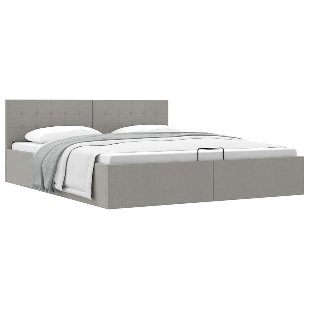 vidaXL Lit coffre hydraulique gris clair tissu 160x200 cm