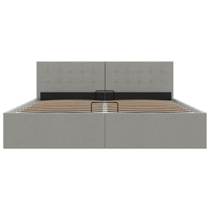 vidaXL Lit coffre hydraulique gris clair tissu 160x200 cm