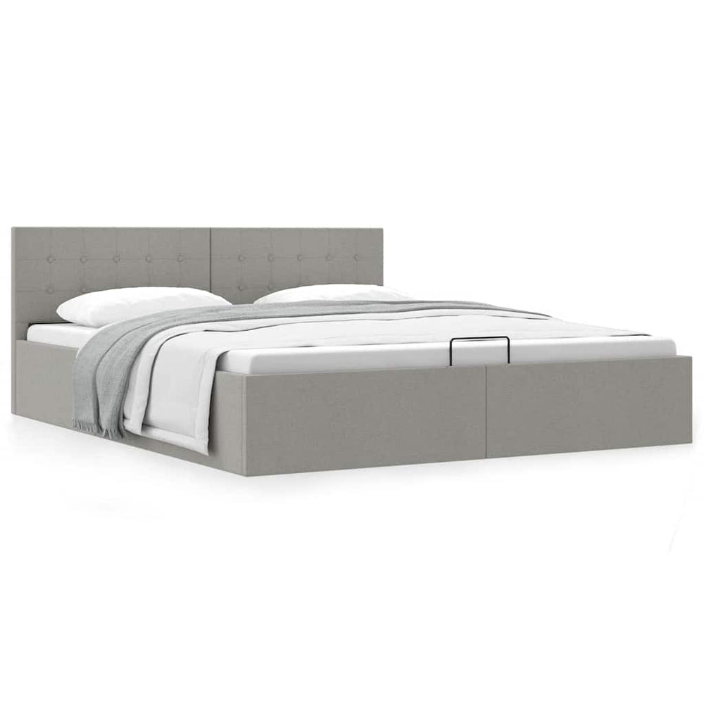 vidaXL Lit coffre hydraulique gris clair tissu 160x200 cm