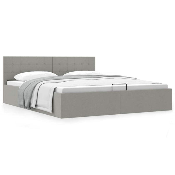 vidaXL Lit coffre hydraulique gris clair tissu 160x200 cm