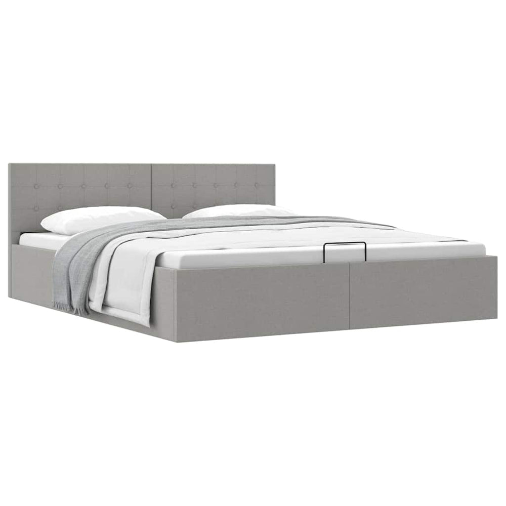 vidaXL Lit de rangement hydraulique gris clair en tissu 180×200 cm