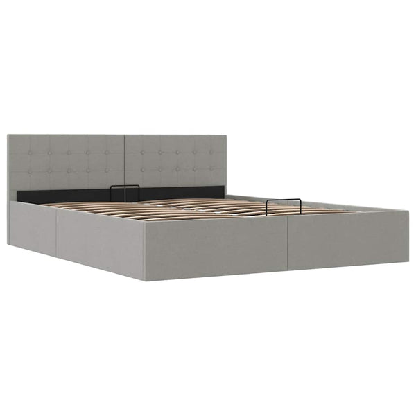 vidaXL Lit de rangement hydraulique gris clair en tissu 180×200 cm