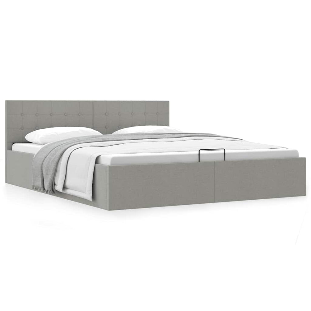 vidaXL Lit de rangement hydraulique gris clair en tissu 180×200 cm