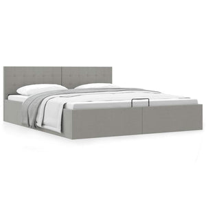 vidaXL Lit de rangement hydraulique gris clair en tissu 180×200 cm