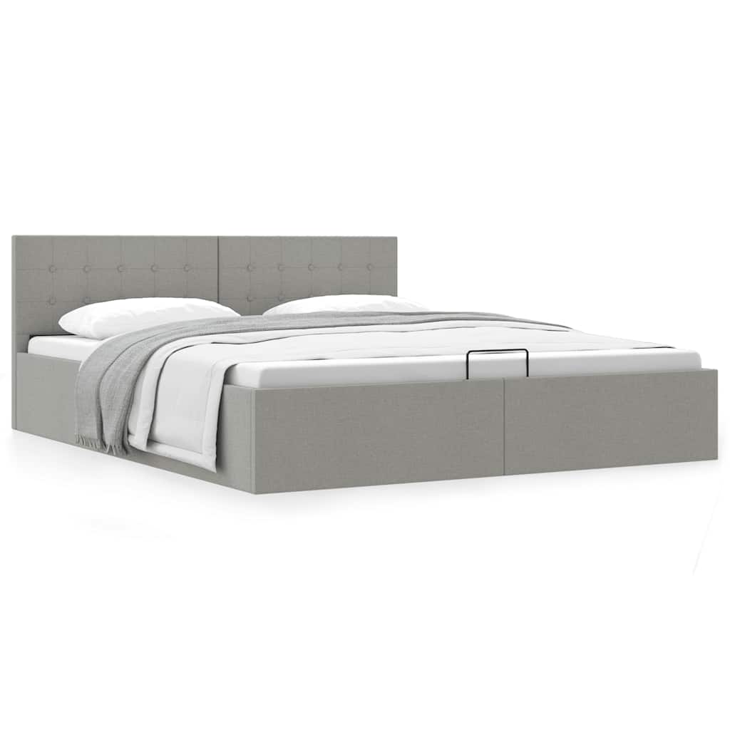vidaXL Lit de rangement hydraulique gris clair en tissu 180×200 cm