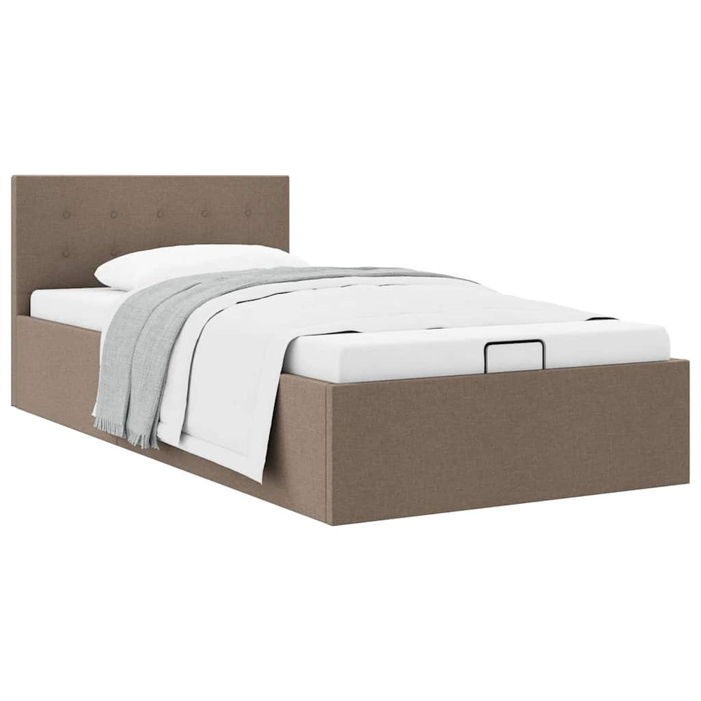 vidaXL Lit coffre hydraulique tissu taupe 90×200 cm