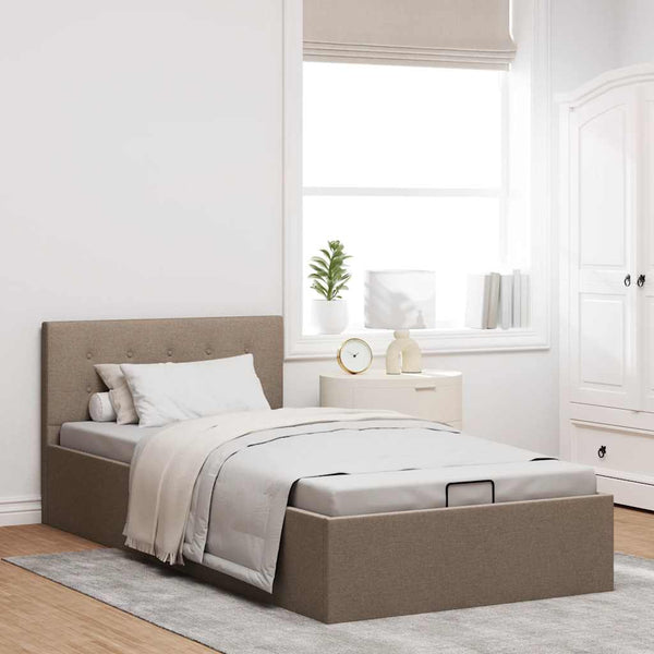 Stauraumbett Hydraulisch Taupe Stoff 90×200 cm