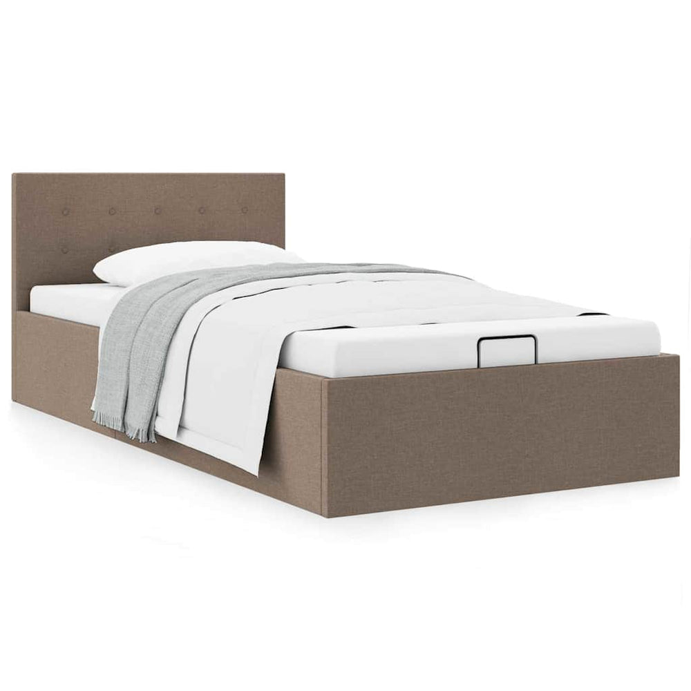 vidaXL Lit coffre hydraulique tissu taupe 90×200 cm