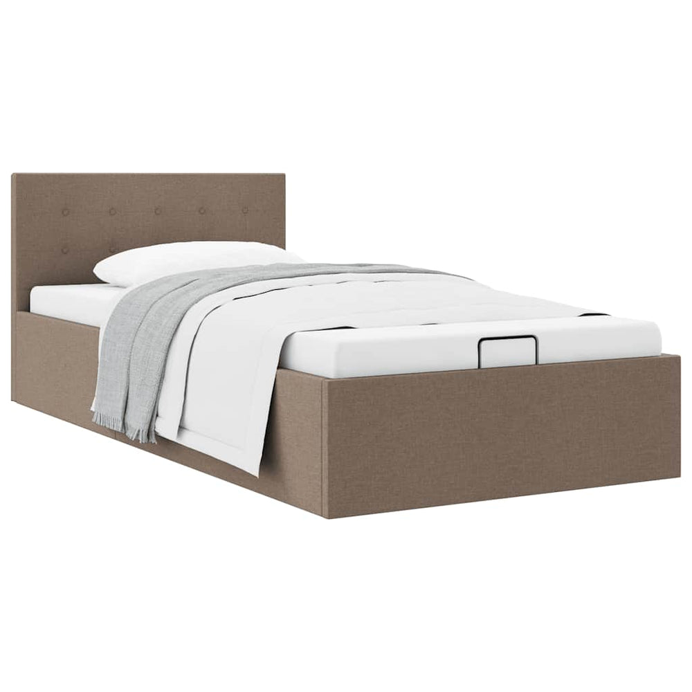 vidaXL Lit de rangement hydraulique en tissu taupe 100x200 cm