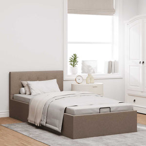 Stauraumbett Hydraulisch Taupe Stoff 100×200 cm