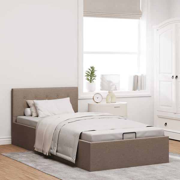 Stauraumbett Hydraulisch Taupe Stoff 100×200 cm