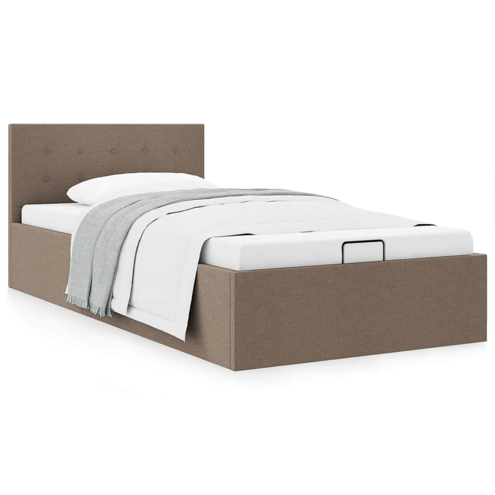 vidaXL Lit de rangement hydraulique en tissu taupe 100x200 cm