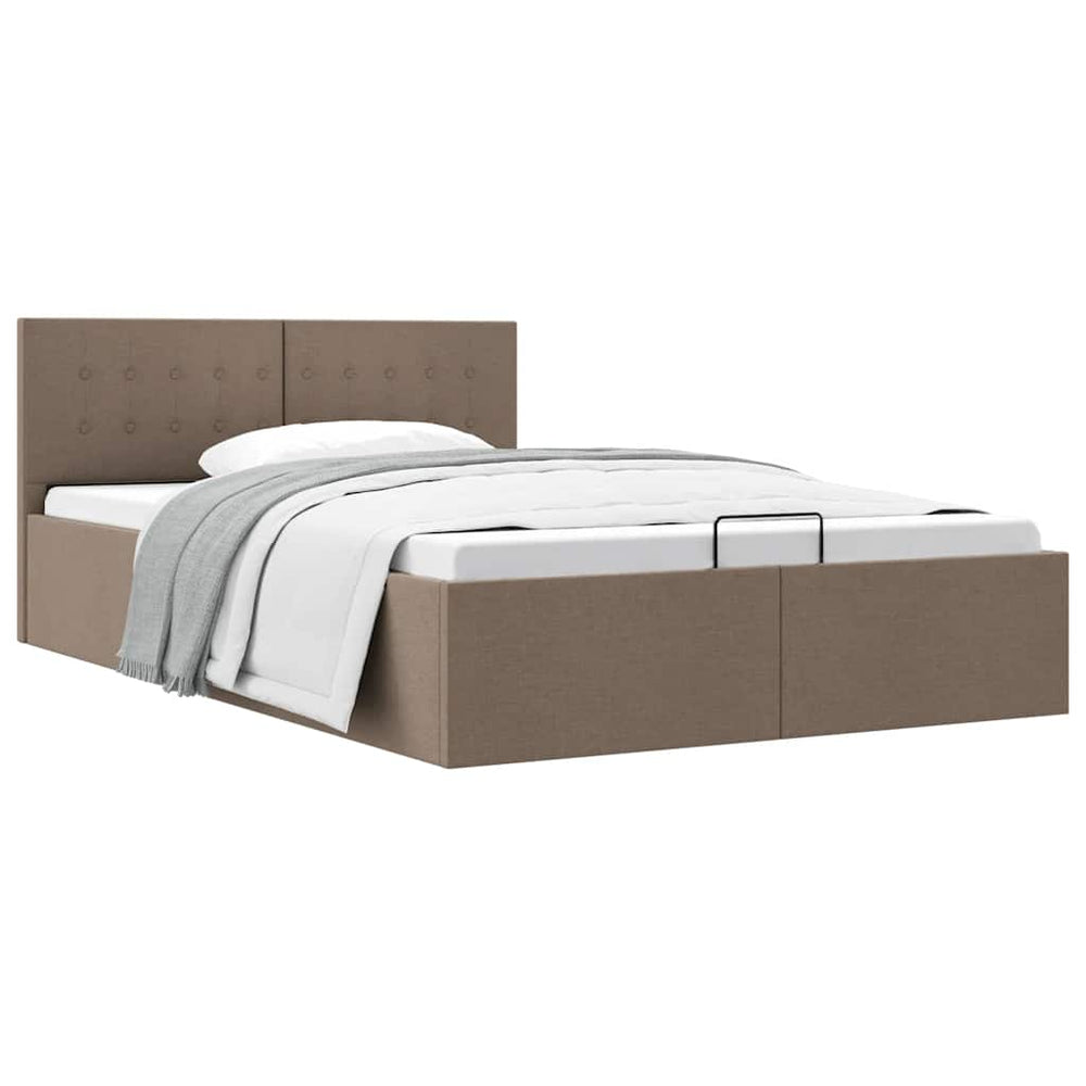 vidaXL Lit coffre hydraulique tissu taupe 140x200 cm