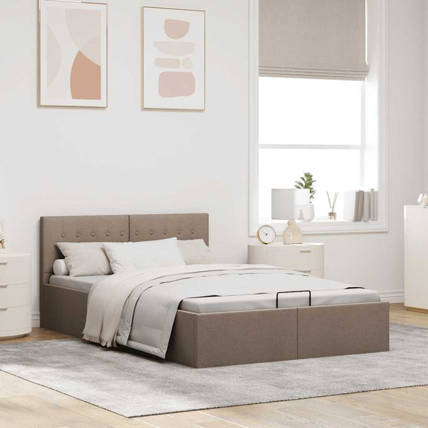 Stauraumbett Hydraulisch Taupe Stoff 140×200 cm