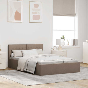 Stauraumbett Hydraulisch Taupe Stoff 140×200 cm