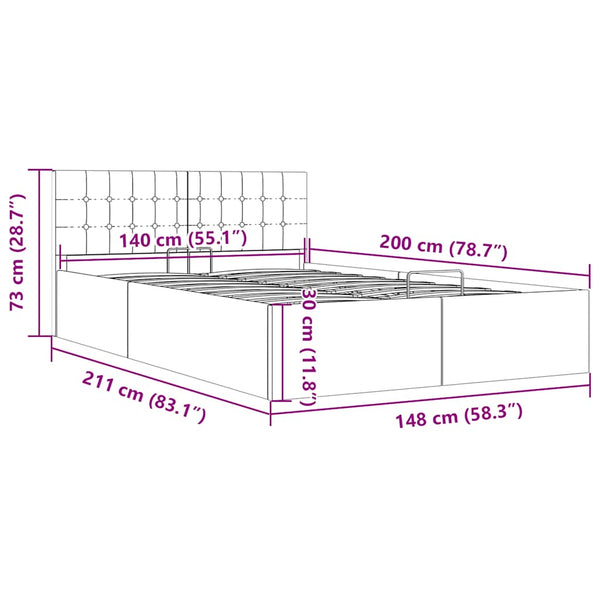 Stauraumbett Hydraulisch Taupe Stoff 140×200 cm