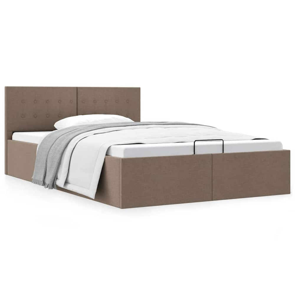 vidaXL Lit coffre hydraulique tissu taupe 140x200 cm