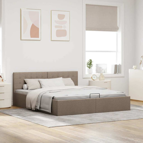 Stauraumbett Hydraulisch Taupe Stoff 160×200 cm