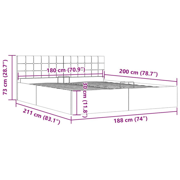 Stauraumbett Hydraulisch Taupe Stoff 180×200 cm