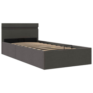 Bett mit Bettkasten Hydraulisch LED Dunkelgrau Stoff 100x200 cm