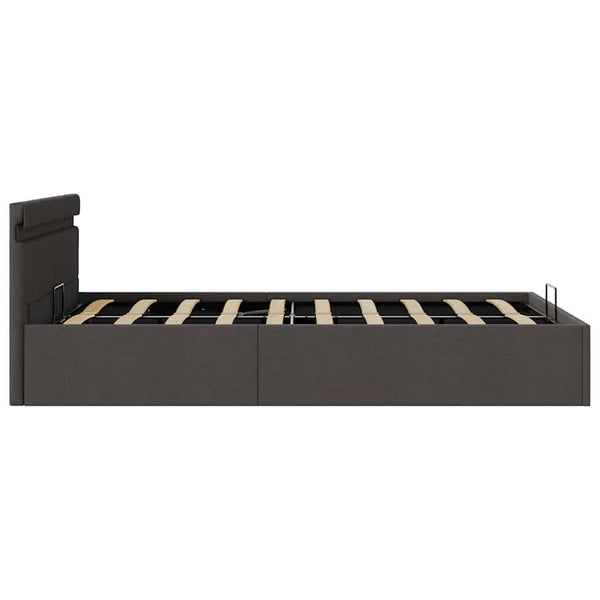 Bett mit Bettkasten Hydraulisch LED Dunkelgrau Stoff 140x200 cm
