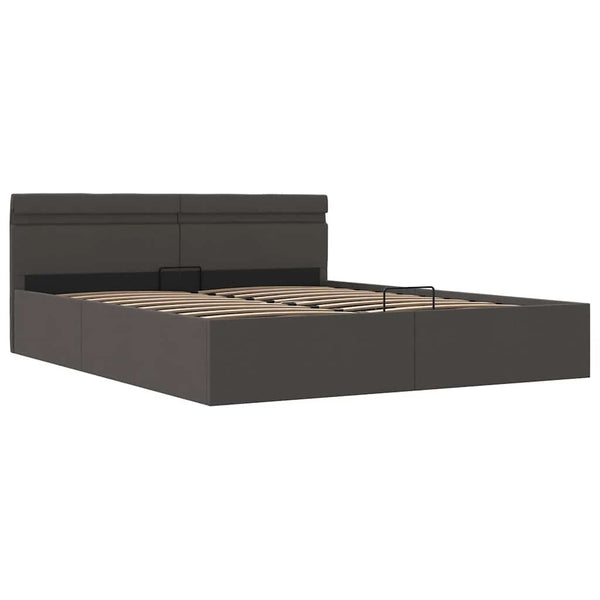Bett mit Bettkasten Hydraulisch LED Dunkelgrau Stoff 180x200 cm