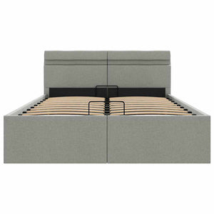 Bett mit Bettkasten Hydraulisch LED Hellgrau Stoff 120x200 cm