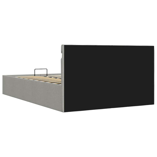 Bett mit Bettkasten Hydraulisch LED Hellgrau Stoff 120x200 cm