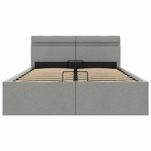 Bett mit Bettkasten Hydraulisch LED Hellgrau Stoff 140x200 cm