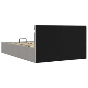 Bett mit Bettkasten Hydraulisch LED Hellgrau Stoff 140x200 cm