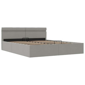 vidaXL Lit avec coffre de rangement hydraulique et LED, tissu gris clair, 160x200 cm