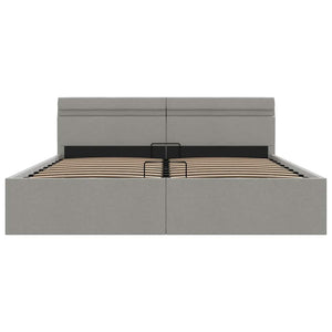 Bett mit Bettkasten Hydraulisch LED Hellgrau Stoff 180x200 cm