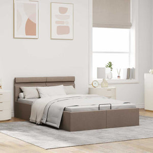 Bett mit Bettkasten Hydraulisch mit LED Taupe Stoff 120x200 cm