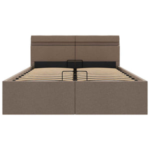 Bett mit Bettkasten Hydraulisch mit LED Taupe Stoff 120x200 cm