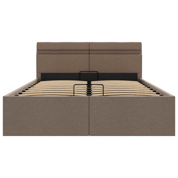 Bett mit Bettkasten Hydraulisch mit LED Taupe Stoff 120x200 cm