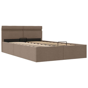 Bett mit Bettkasten Hydraulisch mit LED Taupe Stoff 140x200 cm