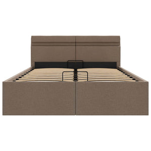 Bett mit Bettkasten Hydraulisch mit LED Taupe Stoff 140x200 cm