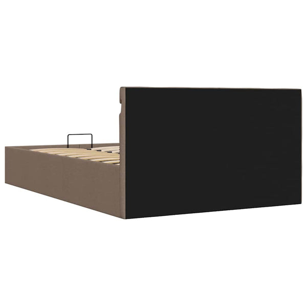Bett mit Bettkasten Hydraulisch mit LED Taupe Stoff 140x200 cm
