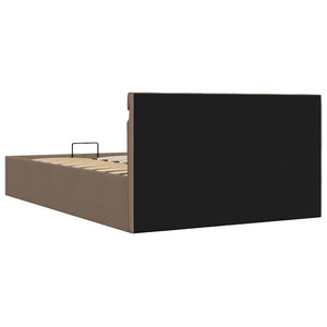 Bett mit Bettkasten Hydraulisch mit LED Taupe Stoff 140x200 cm