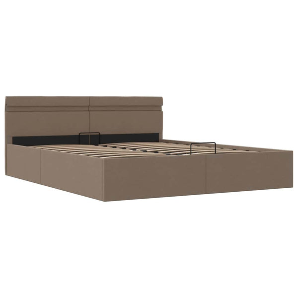 Bett mit Bettkasten Hydraulisch mit LED Taupe Stoff 160x200 cm